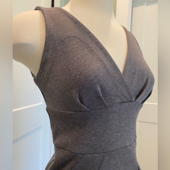 Y2K BCBG Max Azria Ponte Knit Faux Wrap Pleated Velvet Trimmed Dress - Size 2 - Picture 3 of 12